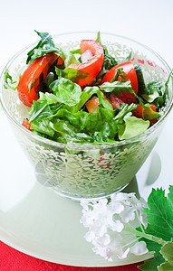 绿色碗中的蔬菜沙拉图片