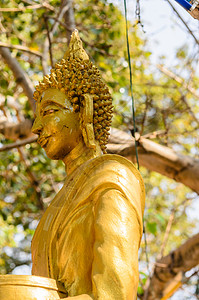 古佛祖文化黄色雕像宗教艺术历史性旅行崇拜地标精神背景图片