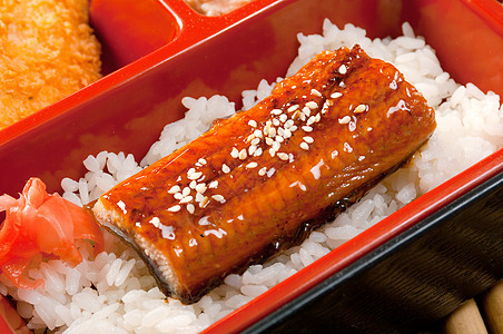 日本本托午餐宏观蔬菜餐厅美食盒子食物托盘胡椒牛肉烹饪图片