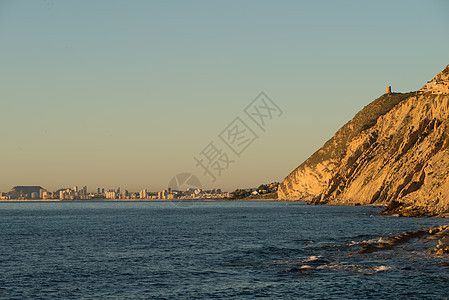 阿利坎特海岸线海岸岩石水平晴天海洋阳光支撑图片
