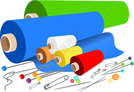 矢量织物缝纫配件图片