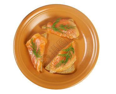 含有熏鲑鱼的甘蔗午餐点心摄影橙子小吃胡椒熏制美食食物面包图片