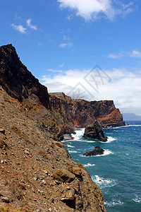 葡萄牙马德拉岛蓝色气候岩石卡波火山海景边缘热带海滩悬崖图片