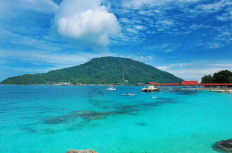 美丽的海景蓝色旅行天空海岸线热带假期海洋风景图片