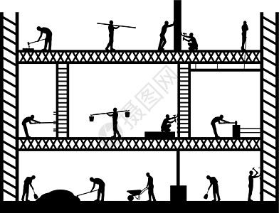 大型脚架构图建设者住房伙伴头盔插图房子工人合作工程师图片