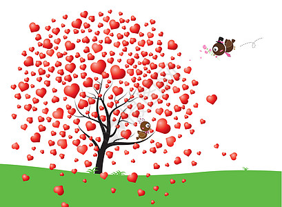 爱的鸟和心树设计图片