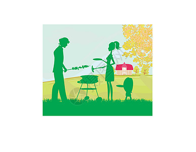 一个家庭在公园野餐的矢量插图母亲爸爸食物母性娱乐绘画午餐山脉阳光团体图片