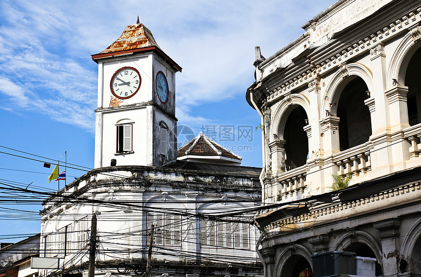 泰国普吉镇的旧建筑建筑学房子风格装饰环境旅行图片