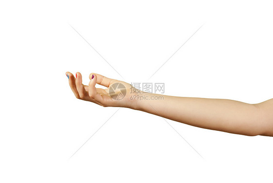 美丽的女人用修指甲的手女士手势帮助皮肤抛光手指女性女孩手臂美甲图片