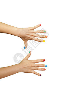 美丽的女人手和修指甲的美人手化妆品女性抛光棕榈帮助拇指手势皮肤女孩美甲图片