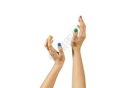 美丽的女人手和修指甲的美人手拇指美甲手臂指甲女士手腕化妆品帮助棕榈女孩图片