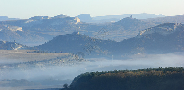 乌克兰克里米亚州爱斯基凯门山洞城乌克兰岩石全景太阳天空天堂地平线热带海岸风景天气图片