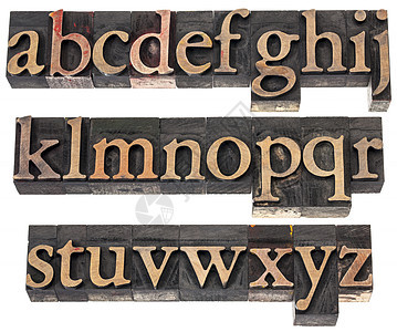 树木型字体字母表古董粮食小写凸版木头白色印版图片