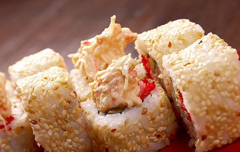 日本的寿司传统日本菜海鲜蔬菜饮食文化烹饪鱼片餐厅鱼子食物美食图片