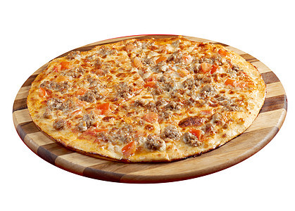 家自做的比萨披萨午餐地蜂脆皮圆形育肥食物圆圈碎肉餐厅小吃图片