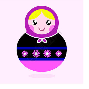 传统俄罗斯洋娃娃 马特里欧什卡-粉色和黑色图片