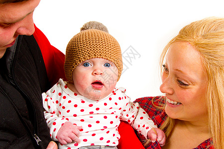 新生儿婴儿工作室团体夫妻女孩父母家庭新生白色妈妈父亲爸爸背景图片