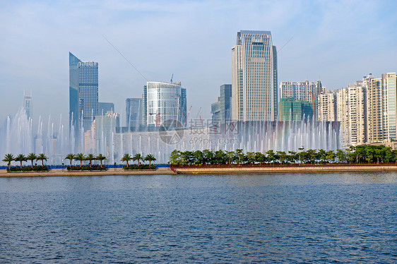 光祖市和朱江河水平天际建筑喷泉地标建筑物图片