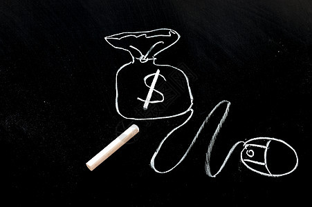 钱袋袋投资金融指针黑板货币粉笔老鼠木板粉笔画写作图片
