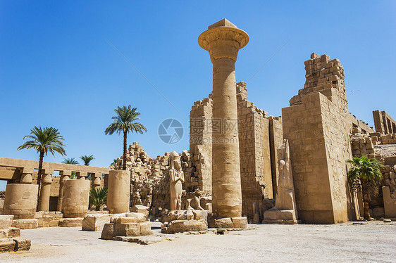 埃及卡纳克寺庙古老废墟象形文化石头柱子文明旅游雕刻考古学发掘纪念馆图片
