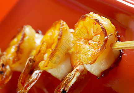 日式日本虾美食沙爹烹饪烧烤餐厅盘子白色推介会食物竹子图片
