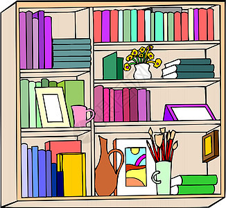 书店家具艺术智慧蓝色学习教育精装红色木头插图图片