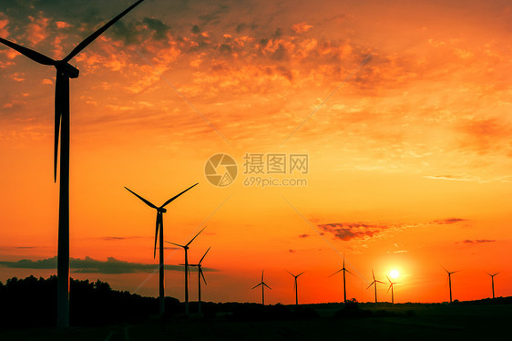 风风农场旋转气候场地太阳日落环境风力涡轮螺旋桨涡轮机图片