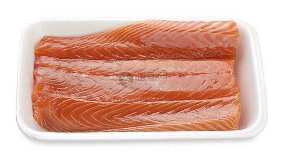 鲑鱼鱼片塑料食物生产红色空白海鲜托盘图片