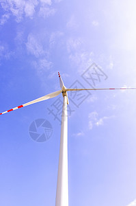 风风农场风车蓝色风力涡轮机发电机农业环境刀刃涡轮技术图片