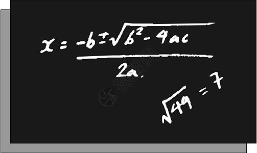 配有公式的学校董事会数学手稿粉笔立方体样本课堂黑板几何学计算木板图片