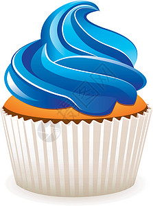 矢量纸杯礼物糖果白色蛋糕甜点饮食小吃橙子漩涡蓝色背景图片