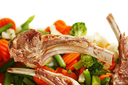 烤肋骨和蔬菜餐厅食物菜花烧烤营养美味羊肉香料腰部宏观图片