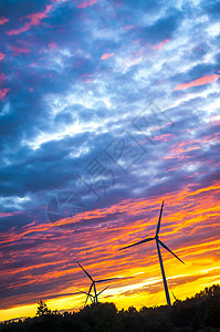 风涡轮风力生态螺旋地球日出风车蓝色发电机力量活力图片