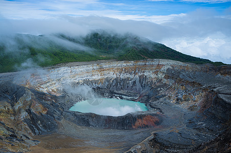 Poas火山烟雾地质水平首脑火山锥地标陨石锥体自然公园特征图片