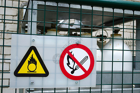 火灾警告标志压缩氧气瓶图片