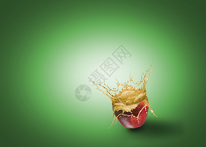 鲜汁从苹果中涌出洗涤饮食生活飞溅波纹气泡果汁运动液体水果图片