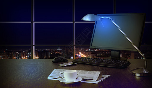 夜间办公室电话天空景观工作建筑学风景窗户建筑职业照片背景图片