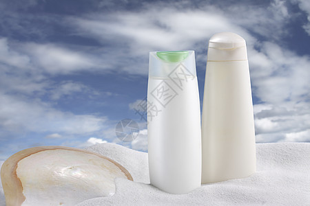 容器店铺女性洗发水沙丘凝胶奶油蓝天海滩晴天香水图片