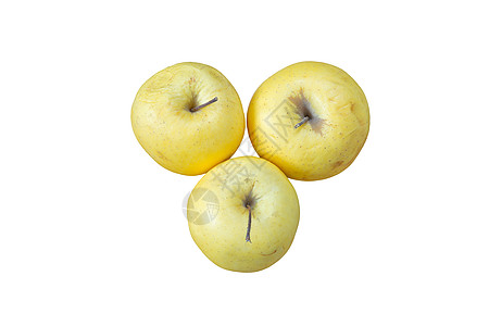 三个苹果黄色水果食物皮肤团体小吃工作室老化白色背景图片