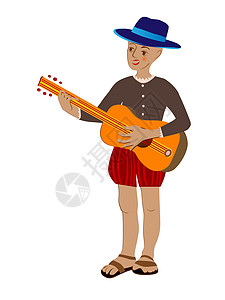 儿童弹吉他学校幸福唱歌衣服童年冒充音乐卡通片文化手绘图片