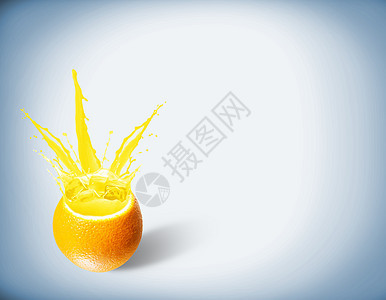 鲜橙汁和喷洒气泡液体水果饮料溪流运动飞溅橙子生活美食图片