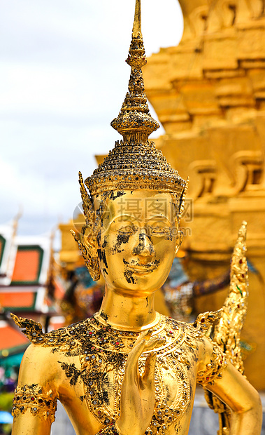 在泰国曼谷大宫殿的金色骨架雕像雕塑女士旅行佛教徒旅游寺庙数字艺术宗教情调图片