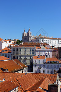 葡萄牙里斯本阿尔法马天空建筑房子全景地标古董首都市中心历史性日落图片