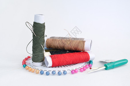 配针针 针针和缝线的缝纫配件对象制衣材料工艺纺织品爱好筒管卷轴丝带丝绸图片
