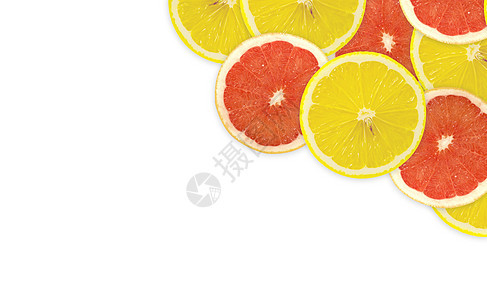 柑橘切片摘要背景 特写 工作室照片水果柚子绿色柠檬黄色框架红色活力食物圆圈图片