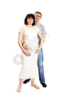 幸福家庭母性产妇父母恋人妻子男人夫妻感情工作室怀孕背景图片