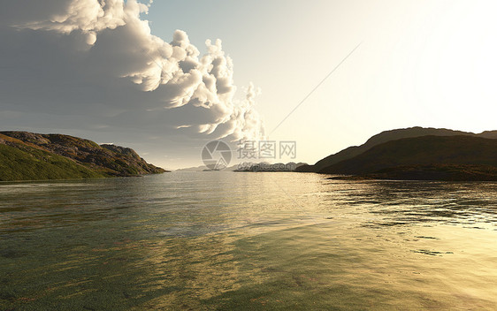 晚上晚间Ambiance海洋日落天空场景高地荒野山脉岩石石头美丽图片