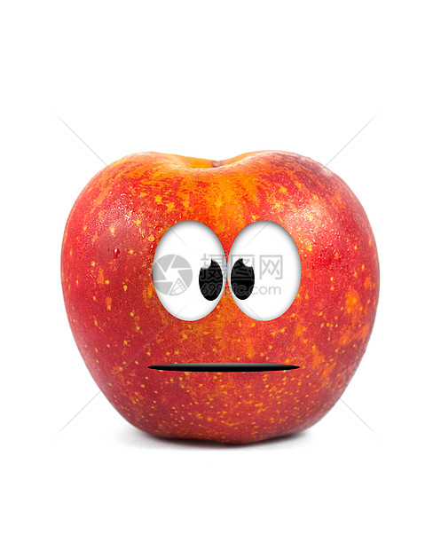 有趣的水果字符  白色背景的红苹果眼睛罪行悲哀怨恨牙齿阴影乐趣悲伤居住奶奶图片