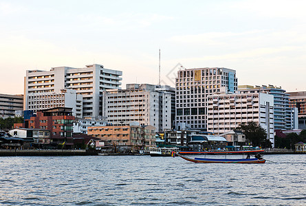 Chao Phraya河 泰国曼谷旅游王国摩天大楼情调热带运河传统城市吸引力异国图片