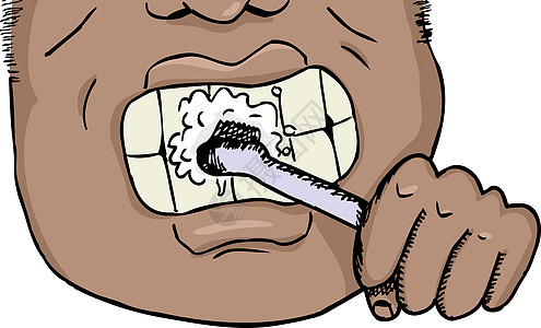 人刷牙牙膏插图原住民黑色男人紫色鬓角成人牙齿泡沫图片